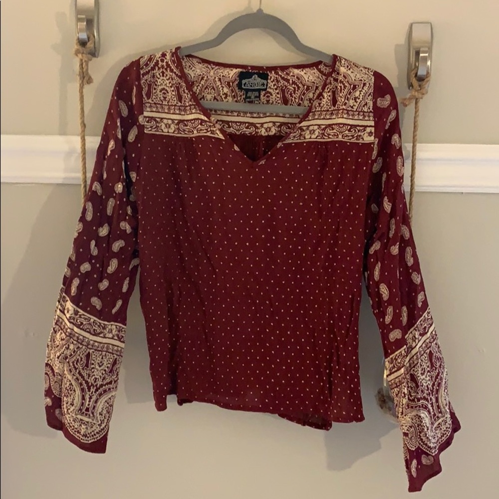 Angie Burgundy Patterned Top